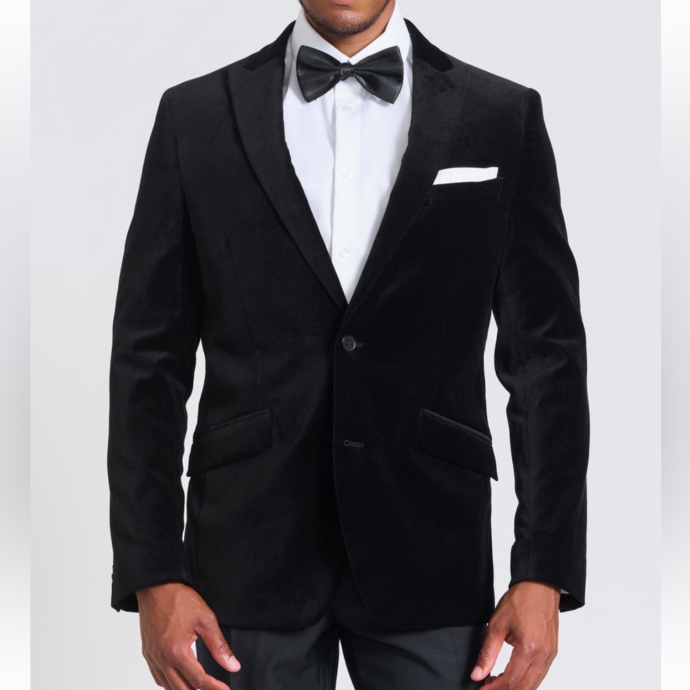 Savile Row Company Velvet Blazer Black